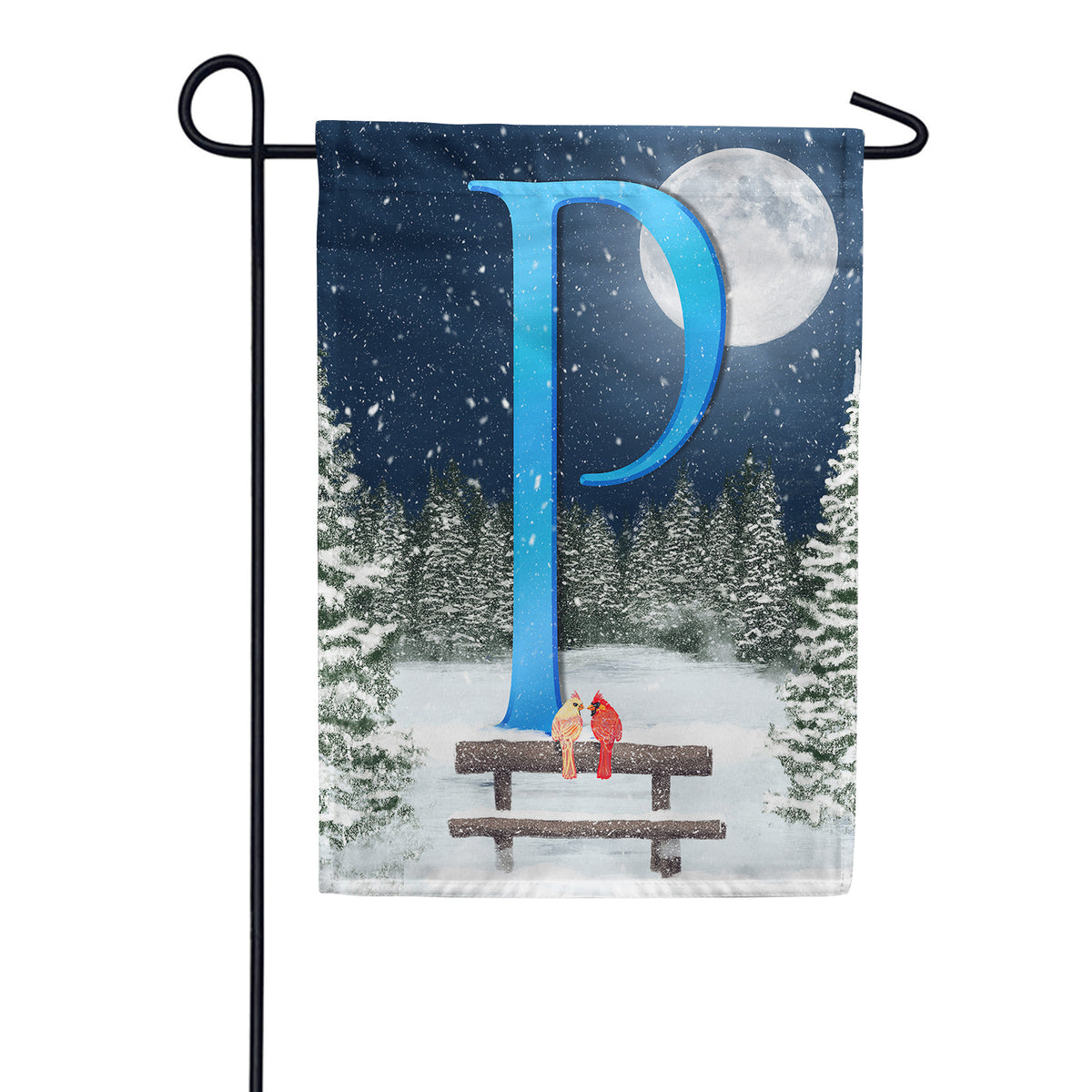 America Forever Winter Moon Monogram Garden Flag