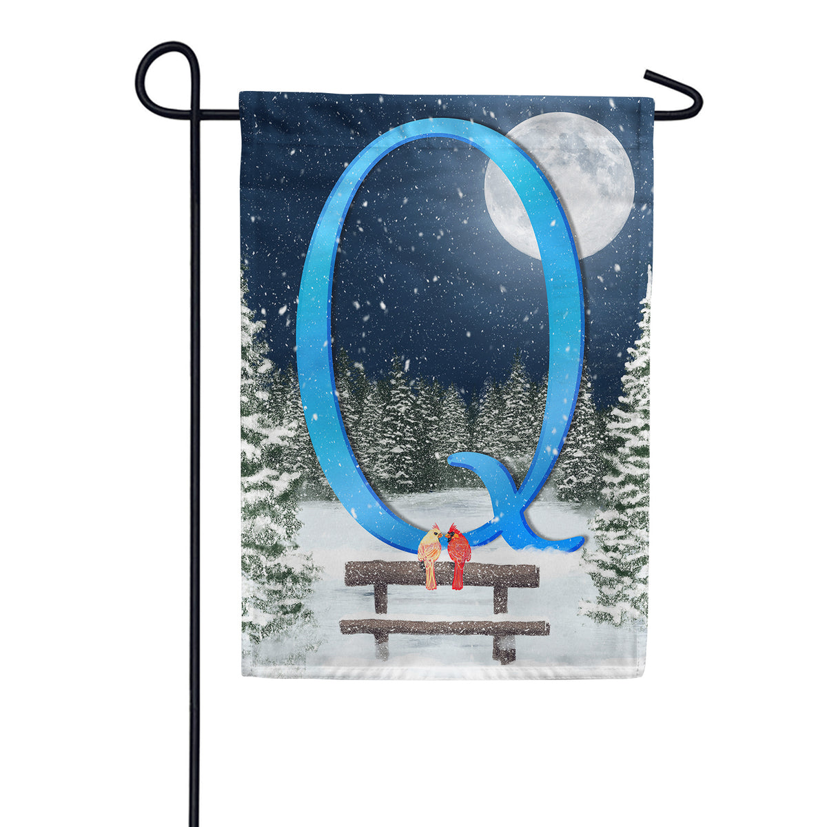 America Forever Winter Moon Monogram Garden Flag