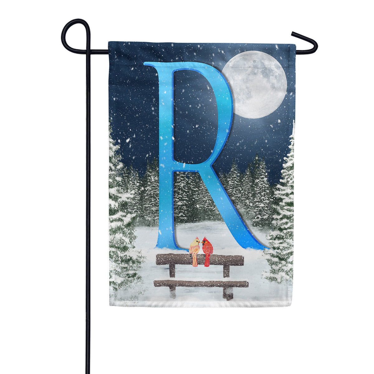 America Forever Winter Moon Monogram Garden Flag