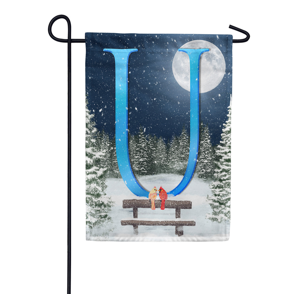 America Forever Winter Moon Monogram Garden Flag