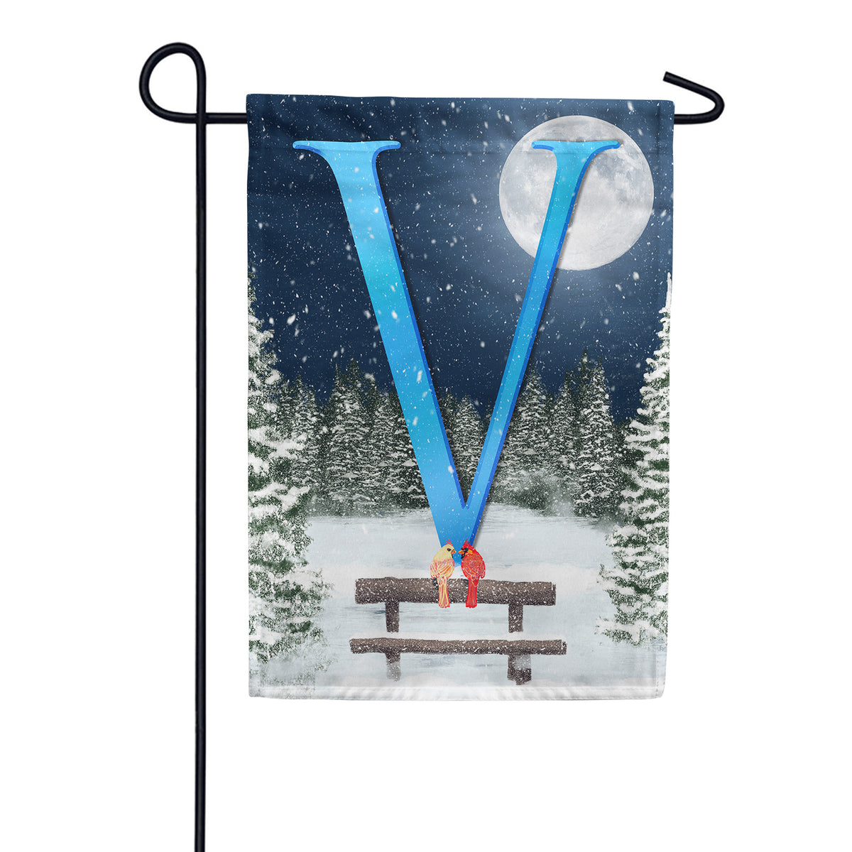America Forever Winter Moon Monogram Garden Flag