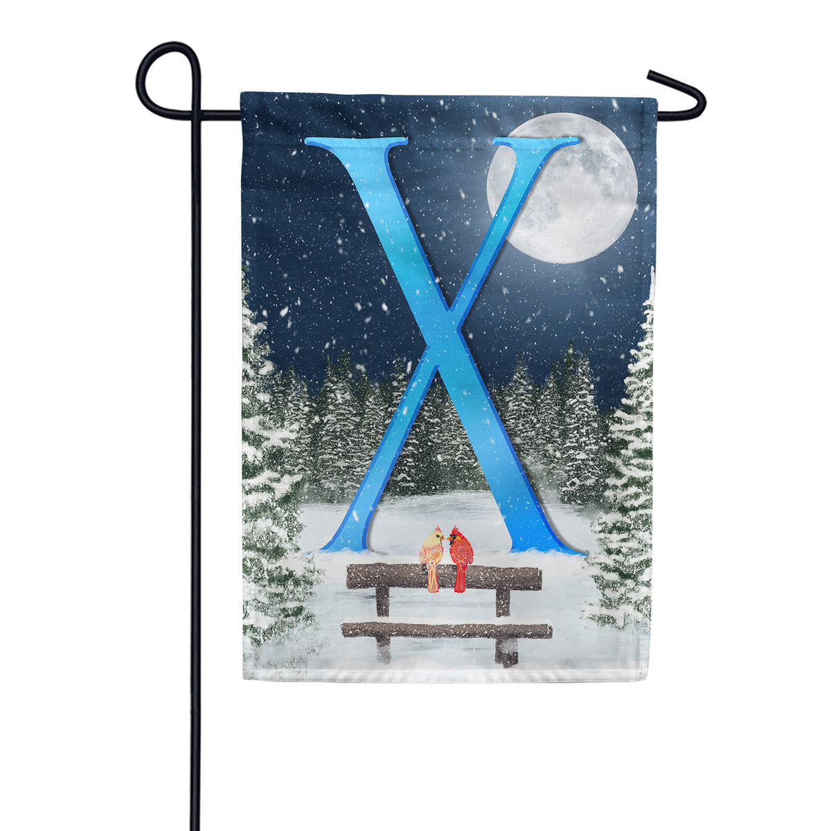 America Forever Winter Moon Monogram Garden Flag