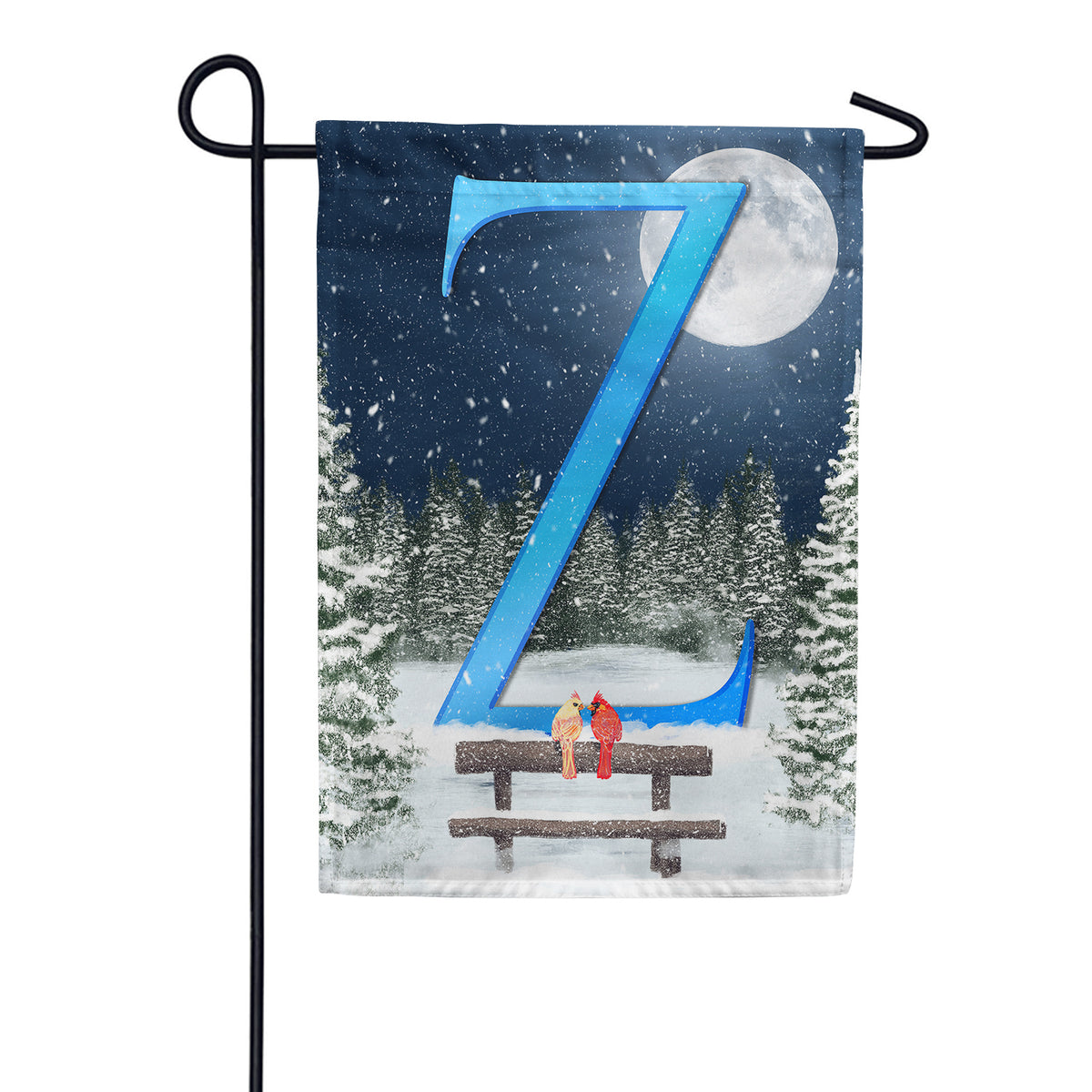 America Forever Winter Moon Monogram Garden Flag