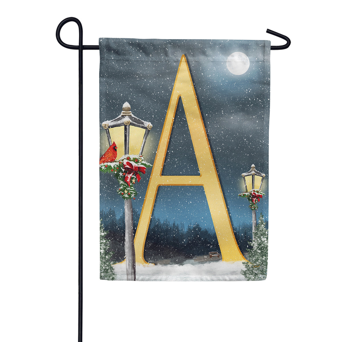 America Forever Winter Lamp Warmth Monogram Garden Flag