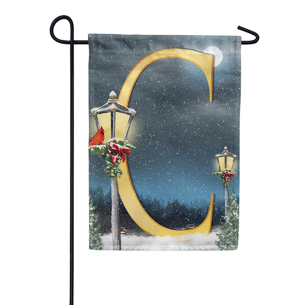 America Forever Winter Lamp Warmth Monogram Garden Flag