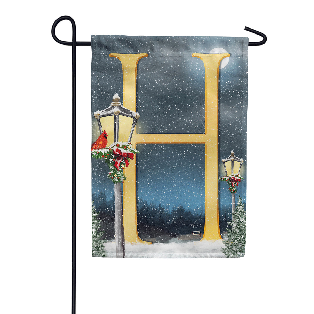 America Forever Winter Lamp Warmth Monogram Garden Flag