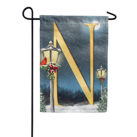 America Forever Winter Lamp Warmth Monogram Garden Flag