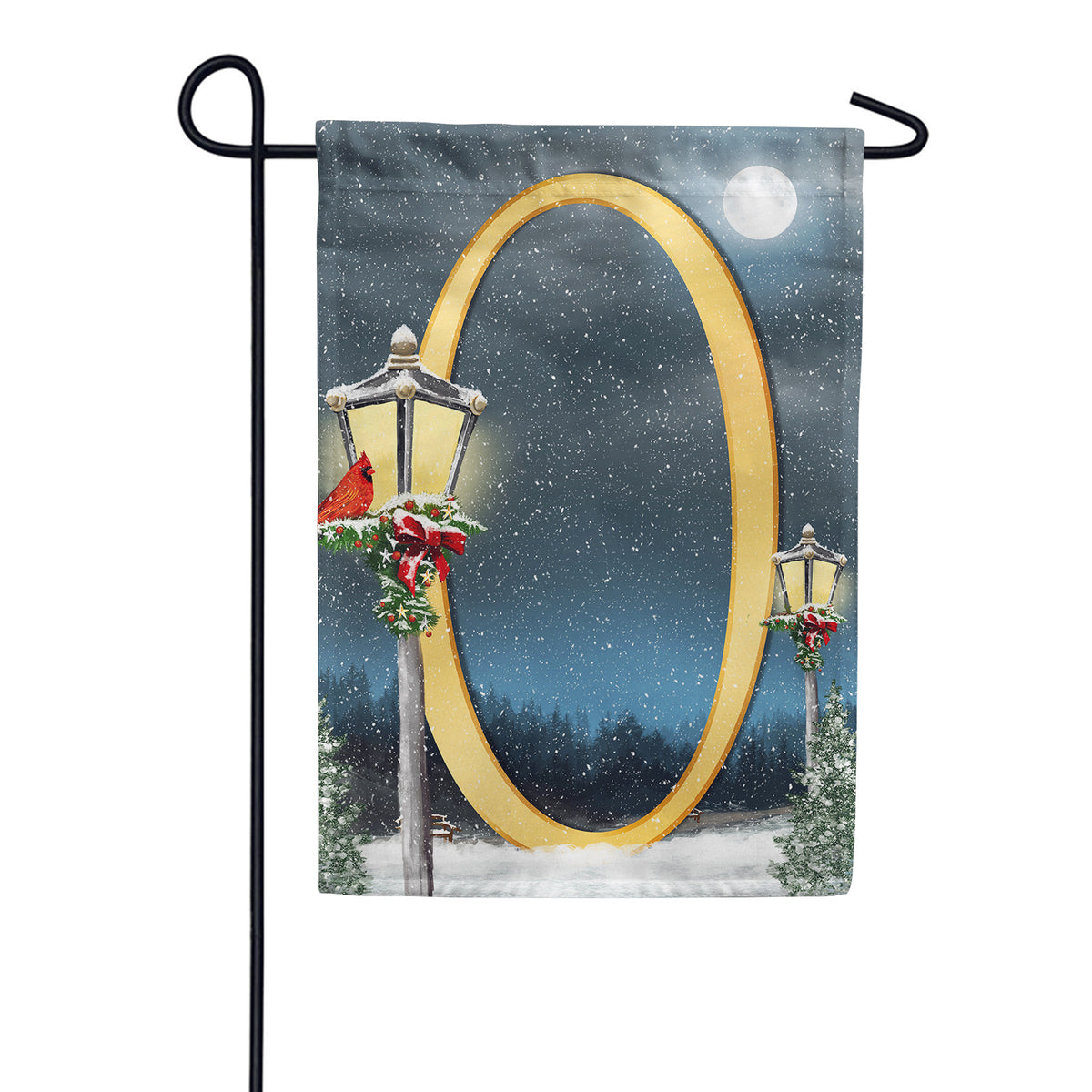 America Forever Winter Lamp Warmth Monogram Garden Flag