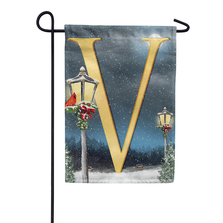 America Forever Winter Lamp Warmth Monogram Garden Flag