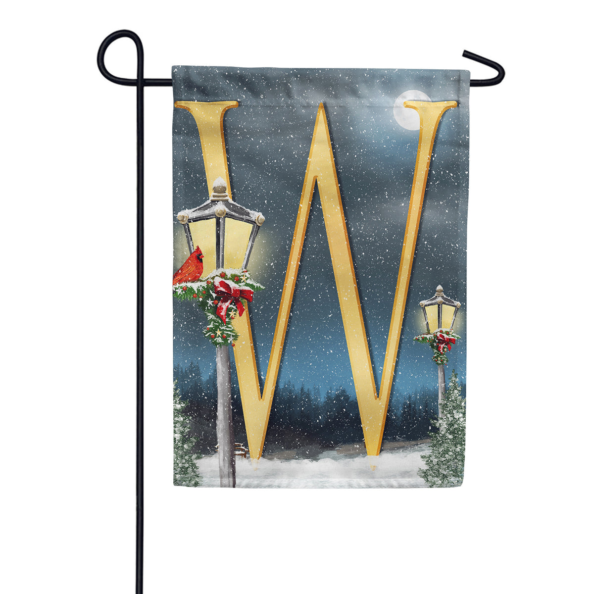 America Forever Winter Lamp Warmth Monogram Garden Flag