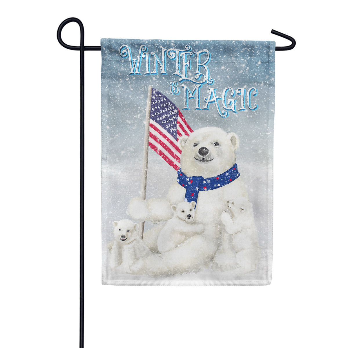 America Forever Polar Bear Snow Family Garden Flag