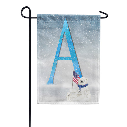 America Forever Polar Bear Snow Family Monogram Garden Flag