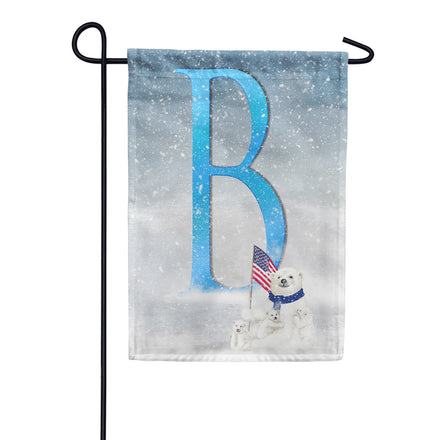 America Forever Polar Bear Snow Family Monogram Garden Flag