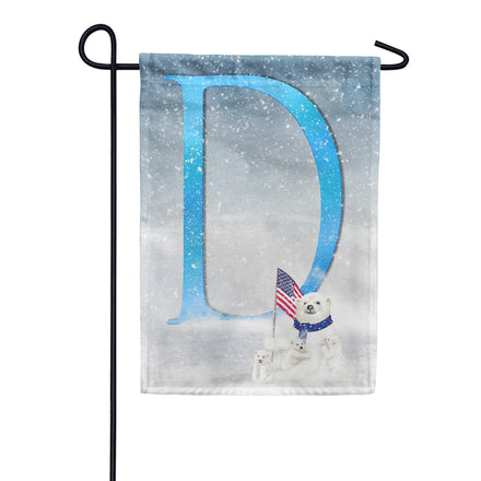 America Forever Polar Bear Snow Family Monogram Garden Flag