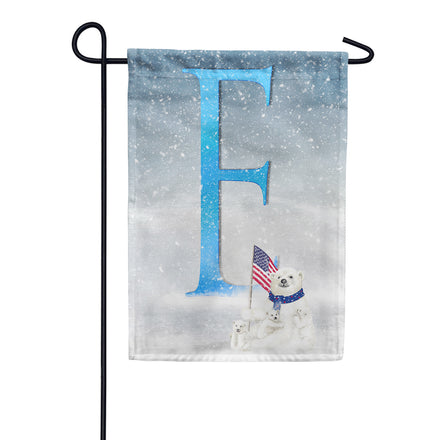 America Forever Polar Bear Snow Family Monogram Garden Flag