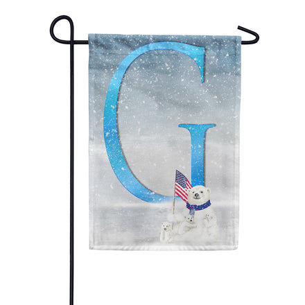 America Forever Polar Bear Snow Family Monogram Garden Flag