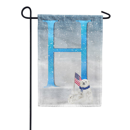 America Forever Polar Bear Snow Family Monogram Garden Flag
