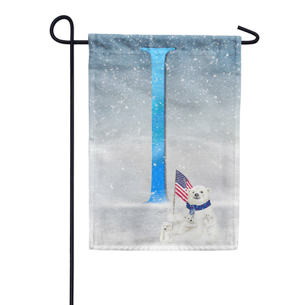 America Forever Polar Bear Snow Family Monogram Garden Flag