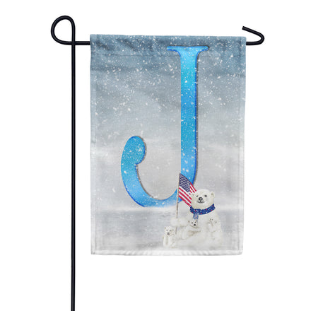 America Forever Polar Bear Snow Family Monogram Garden Flag