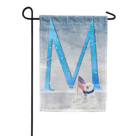 America Forever Polar Bear Snow Family Monogram Garden Flag