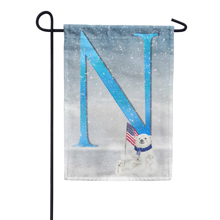 America Forever Polar Bear Snow Family Monogram Garden Flag