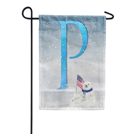 America Forever Polar Bear Snow Family Monogram Garden Flag