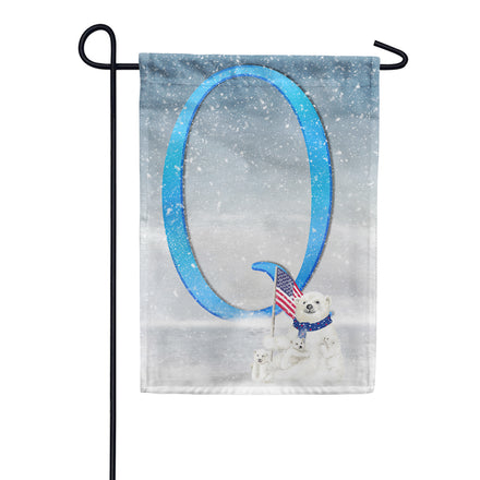 America Forever Polar Bear Snow Family Monogram Garden Flag