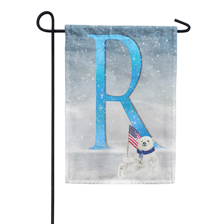 America Forever Polar Bear Snow Family Monogram Garden Flag