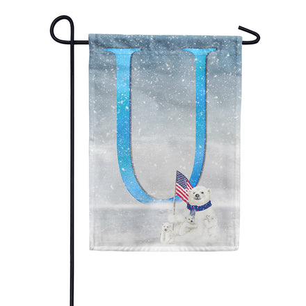 America Forever Polar Bear Snow Family Monogram Garden Flag