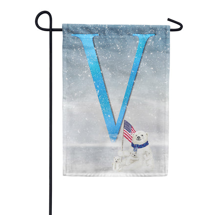 America Forever Polar Bear Snow Family Monogram Garden Flag