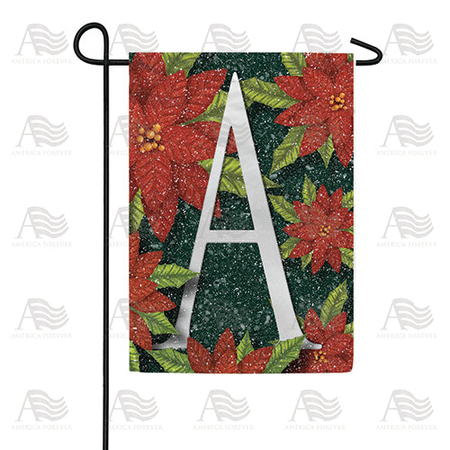 America Forever Snowy Poinsettias Monogram Garden Flag