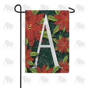 America Forever Snowy Poinsettias Monogram Garden Flag