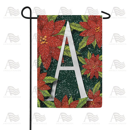 America Forever Snowy Poinsettias Monogram Garden Flag