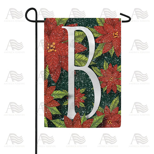 America Forever Snowy Poinsettias Monogram Garden Flag