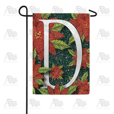 America Forever Snowy Poinsettias Monogram Garden Flag
