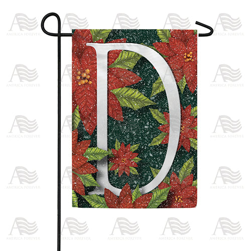 America Forever Snowy Poinsettias Monogram Garden Flag