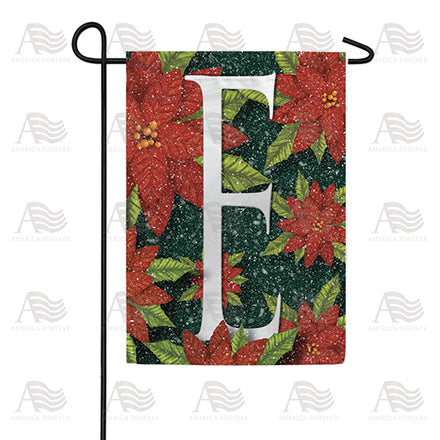 America Forever Snowy Poinsettias Monogram Garden Flag