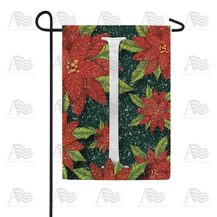America Forever Snowy Poinsettias Monogram Garden Flag