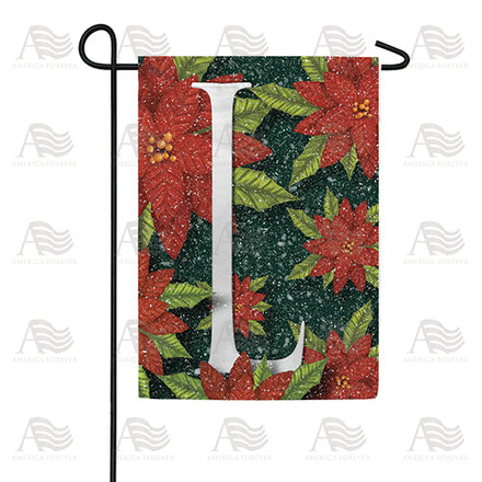 America Forever Snowy Poinsettias Monogram Garden Flag