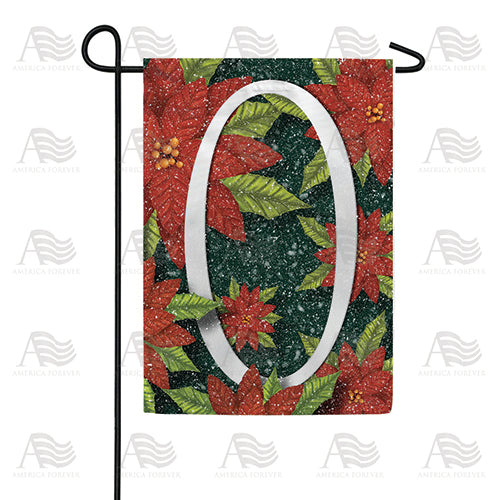 America Forever Snowy Poinsettias Monogram Garden Flag