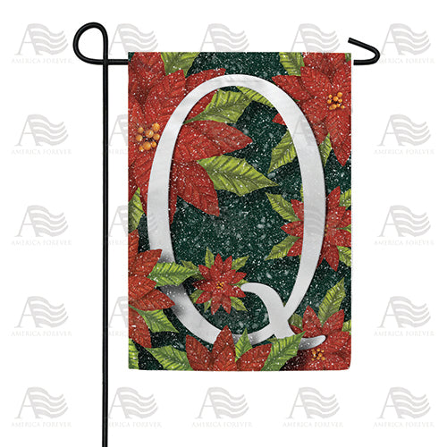 America Forever Snowy Poinsettias Monogram Garden Flag