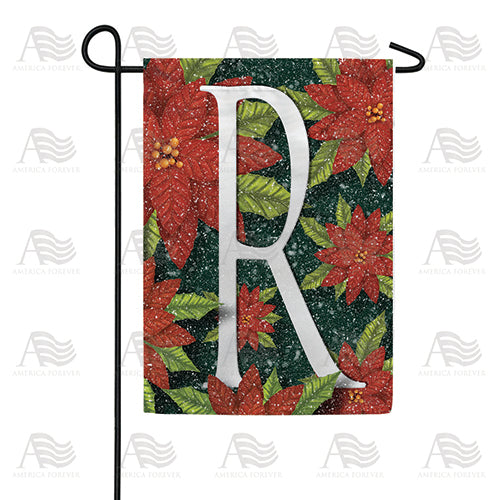 America Forever Snowy Poinsettias Monogram Garden Flag