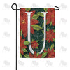 America Forever Snowy Poinsettias Monogram Garden Flag