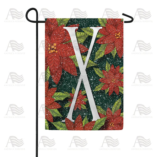 America Forever Snowy Poinsettias Monogram Garden Flag