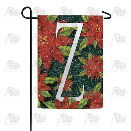 America Forever Snowy Poinsettias Monogram Garden Flag