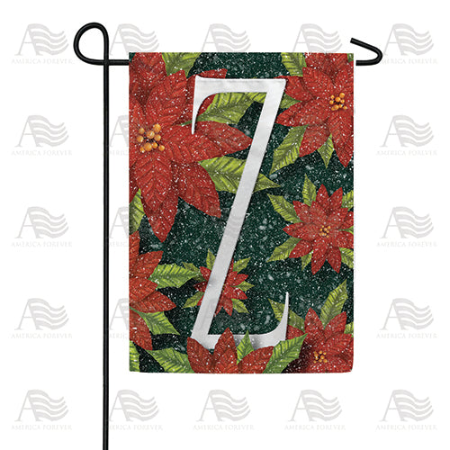 America Forever Snowy Poinsettias Monogram Garden Flag