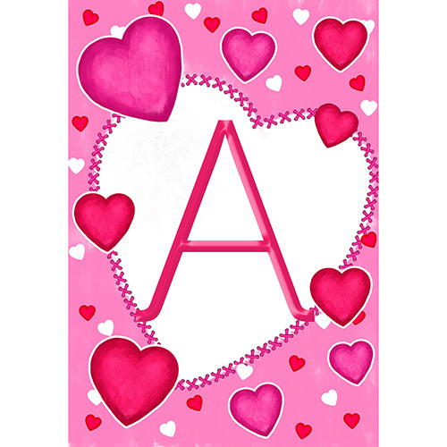 America Forever Happy Valentine's Day Hearts Monogram Garden Flag