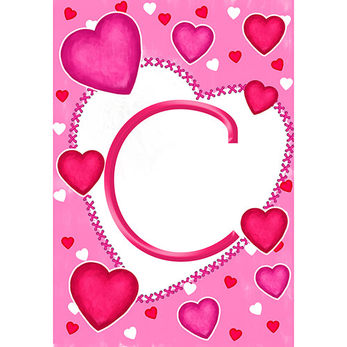 America Forever Happy Valentine's Day Hearts Monogram Garden Flag