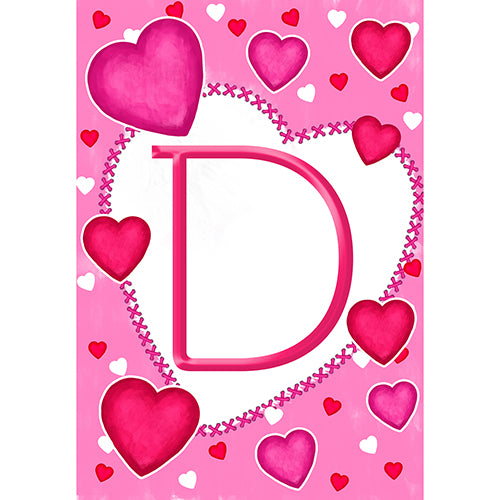 America Forever Happy Valentine's Day Hearts Monogram Garden Flag