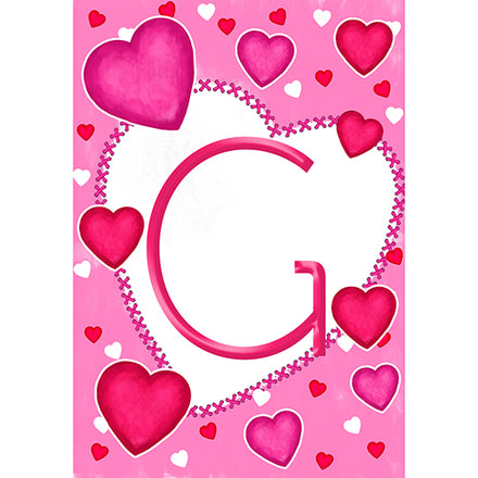 America Forever Happy Valentine's Day Hearts Monogram Garden Flag